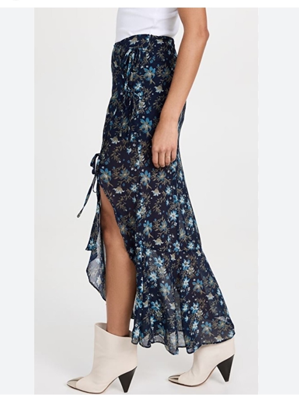 Free People Femme Edge Blue Ink Sheer Floral Maxi Skirt - Picture 4 of 16